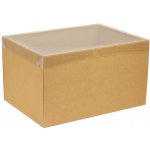 Dárková krabice s průhledným víkem 350x250x200/35 mm, hnědá - kraftová – Zboží Mobilmania