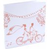 Kniha hostů novomanželé na dvojkole růžovozlatá 24 x 24 cm 20 listů