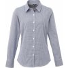 Dámská košile Premier Workwear Gingham PW320 s drobným kostkovaným vzorem modrá námořní - bílá