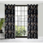 HOTOVÝ ZÁVĚS/LIMITED COLLECTION/PEONIA2/ 140X250 KOV.KROUŽKY ČERNÁ+ŠEDÁ – Sleviste.cz