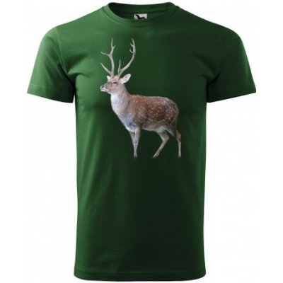 Pánské bavlněné tričko s potiskem pro vášnivého myslivce Zelená