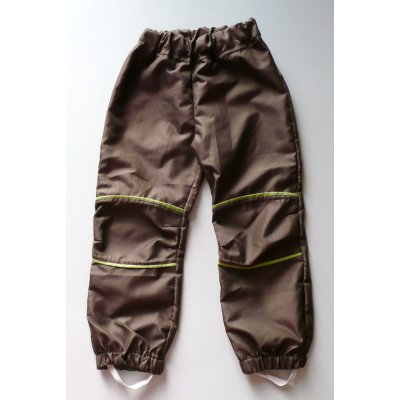 Dětské šusťákové kalhoty hnědo zelené