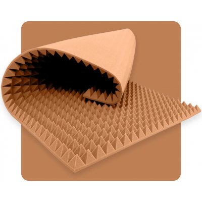 Akustický panel pěna Pyramida 200×100 cm 8 cm hnědý – Hledejceny.cz