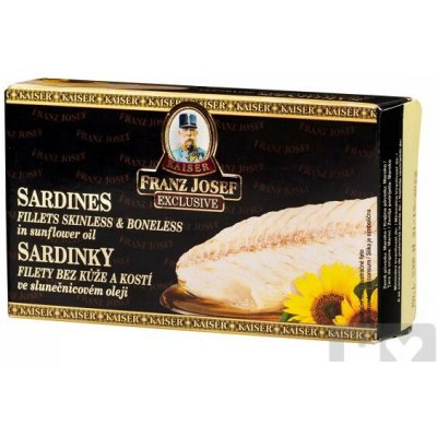 Franz Josef Kaiser Exclusive Sardinky filety bez kůže a kostí ve slunečnicovém oleji 90 g – Hledejceny.cz
