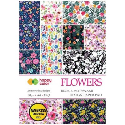 Happy Color Sada jednostranných papírů Flowers 80 g/m2 15 ks A4 – Sleviste.cz
