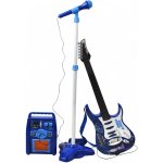 ISO rocková elektrická kytara + zesilovač a mikrofon modrá – Zboží Mobilmania