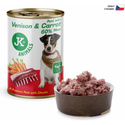 JK Animals Venison & Carrot Premium Paté with Chunks superprémiová masová 400 g – Zboží Mobilmania