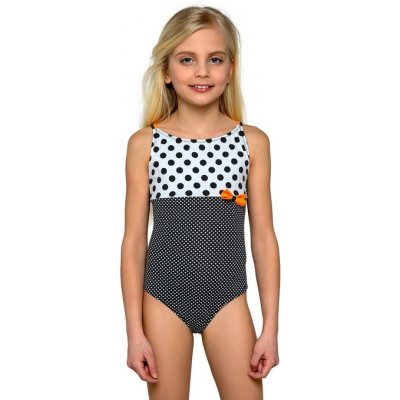 Lorin jednodílné dívčí plavky Mo62 Dots Černá / bílá