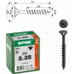Šrouby do dřeva SPAX 3x35mm Torx, částečný závit, zápustná hlava, černé, 200 ks – Hledejceny.cz