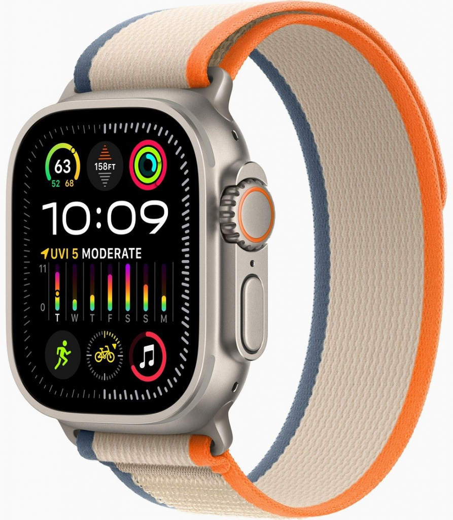 Apple Watch Ultra 2 49mm titanové pouzdro s oranžovo-béžovým trailovým tahem M/L MRF23CS/A