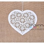 Srdce s květy dřevěné závěsné 20x18,2 cm - bílé – Zboží Dáma