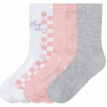 Pepperts Dívčí ponožky s BIO bavlnou, 5 párů bílá / bílo růžová / šedá / růžová