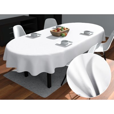 Biante Oválný bavlna saténový ubrus ST-020 Bílý 140x220 cm – Zboží Mobilmania