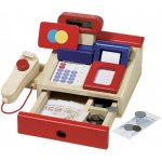 Goki dřevěná multifunkční pokladna se scannerem kreditní kartou kalkulačkou displejem – Zboží Mobilmania