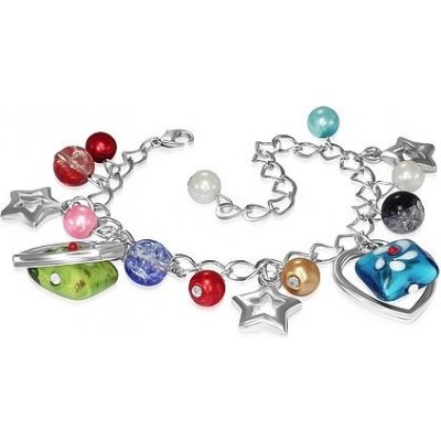 Šperky eshop ozdobený různými kuličkami kovové hvězdy a srdce U5.1 – Zboží Mobilmania