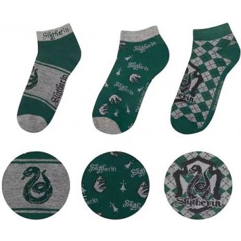 Cinereplicas Kotníkové ponožky Harry Potter Zmijozel 3 páry zelená