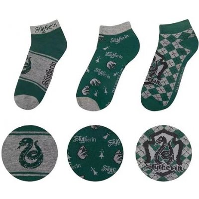 Cinereplicas Kotníkové ponožky Harry Potter Zmijozel 3 páry zelená