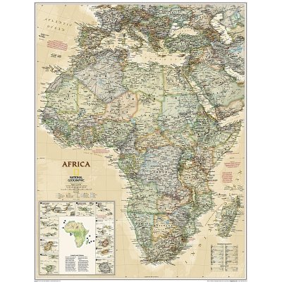 National Geographic Afrika - nástěnná mapa Executive 60 x 80 cm Varianta: bez rámu v tubusu, Provedení: laminovaná mapa v lištách – Hledejceny.cz