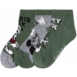 Donald Duck Mickey Mouse Dětské nízké ponožky 3 páry khaki