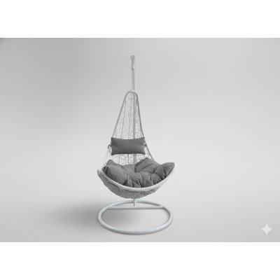 Garden Line BÍLÁ ZÁVĚSNÁ ŽIDLIČKA POLŠTÁŘ TMAVOSIVÁ RÁM BÍLÝ POLOVINA /1151/ 1167 – Sleviste.cz