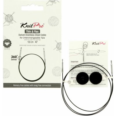 Knitpro Thin & Flex otočná černá lanka na jehlice 76 cm – Zboží Mobilmania