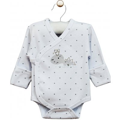 Zavinovací dívčí body s dlouhým rukávem z bavlny hvězdičky Dino bílé LORITA – Hledejceny.cz