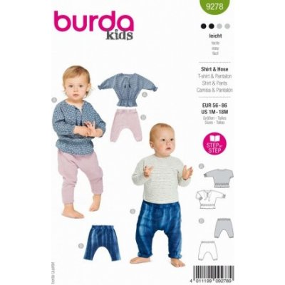 Střih na kojenecké tričko a kalhoty Burda 9278 – Zboží Mobilmania