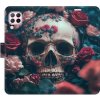 Pouzdro a kryt na mobilní telefon Huawei iSaprio Flip s kapsičkami na karty - Skull in Roses 02 Huawei P40 Lite