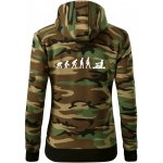 Evoluce veslování 1 človek dámská mikina trendy zipper s kapucí Hnědý maskáč – Hledejceny.cz