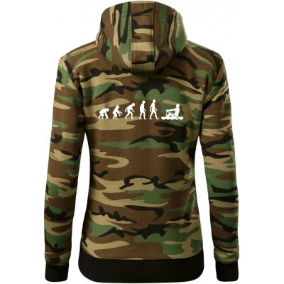 Evoluce veslování 1 človek dámská mikina trendy zipper s kapucí Hnědý maskáč – Hledejceny.cz