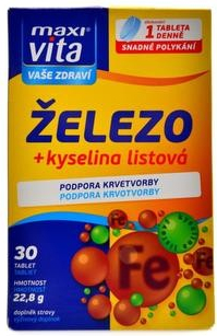 Maxivita železo + Kyselina Listová 30 tablet od 79 Kč - Heureka.cz