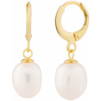 Preciosa něžné pozlacené kruhové s říční perlou Pearl Heart 5357Y01