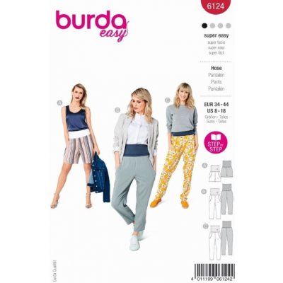 Burda Střih Burda 6124 - Pohodlné kalhoty se širokým nápletem, kalhoty na jógu – Zbozi.Blesk.cz