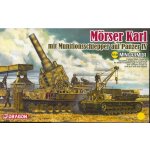 Dragon Model Kit military 14132 Morser Karl mit Railway Transporter Carrier 1:144 – Zboží Dáma