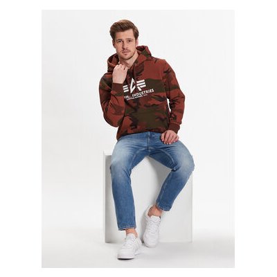 Alpha Industries Mikina Basic Hoody Camo Hnědá – Zboží Mobilmania