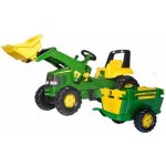 Rolly Toys Šlapací traktor Rolly Junior John Deere s nakladačem a vlekem – Zboží Dáma