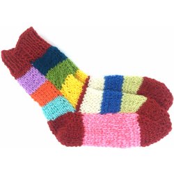 Ponožky od Magdy Ručně pletené veselé ponožky červená růžová