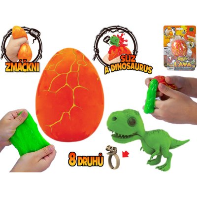 Crazy Dino vejce 8 cm se slizem dinosaurem a prstýnkem mix variant či barev červená oranžová – Zboží Mobilmania