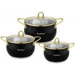 HAUS ROLAND sada nerezového nádobí 6 dílná, barva matná černá s pozlacenými úchyty – Zboží Dáma