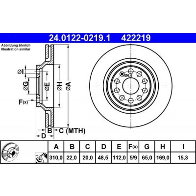 Brzdový kotouč ATE 24.0122-0219 (AT 422219) | Zboží Auto