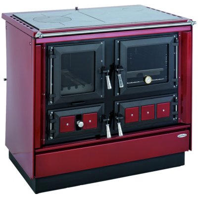 KVS Moravia KLAUDIE VSP-9112.4382 - V sporák s troubou 5,5 kW s výměníkem, pravý, bordó/chrom – Zboží Dáma