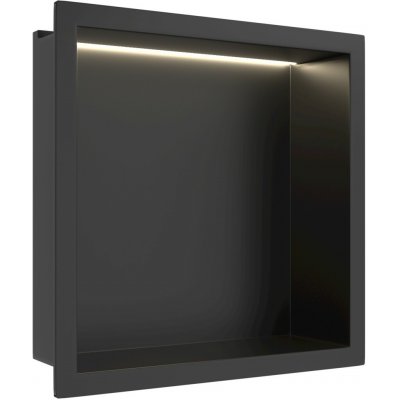CERANO - Zápustná polička/nika do obkladu s LED osvětlením - černá matná - 30x30x10 cm – Zboží Mobilmania