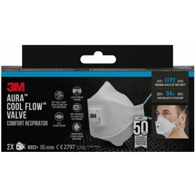 3M Aura 9322-2 Respirátor FFP2 s ventilem 2 ks – Zbozi.Blesk.cz