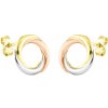 Náušnice Gemmax Jewelry Elegantní náušnice kroužky ze žluto-bílo-růžového zlata na puzetu GLECN-02184