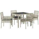 OMAXI 891167 Zahradní jídelní souprava 5 pcs Světle šedá Poly ratan – Hledejceny.cz