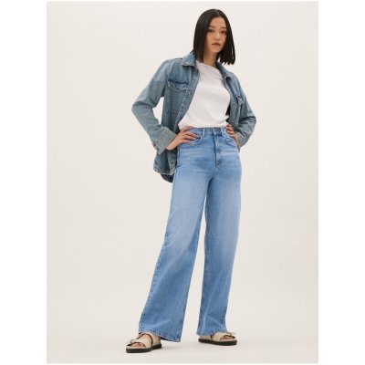 Marks & Spencer dámské široké džíny s vysokým pasem světle modré – Zboží Mobilmania