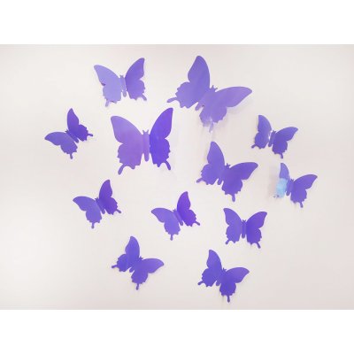 Nalepte.cz 3D dekorace na zeď motýli světle fialová 12 ks šíře 6 x 10 cm šíře 6 x 5 cm – Zboží Mobilmania
