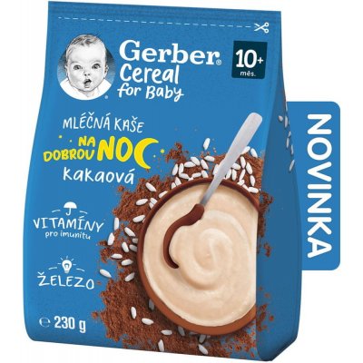 Gerber Cereal for Baby Mléčná kaše na dobrou noc kakaová 10m+ 230 g – Sleviste.cz