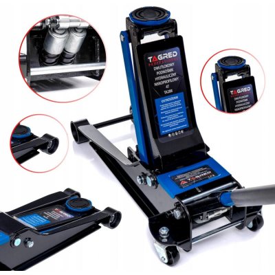 TAGRED Nízkoprofilový zvedák na auto 4 t 2 pumpy, 95-550 mm - TA288 – Sleviste.cz