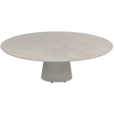Royal Botania Betonový nízký stůl Conix, kulatý 160x50 cm, podnož beton cement grey, deska keramika cemento luminoso